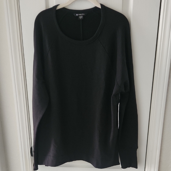 Athleta Tops - Athleta Black Coastal Luxe Recover Sweatshirt, Size Large